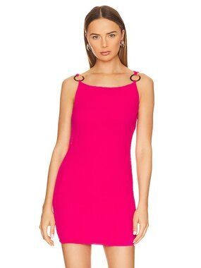 Lovers And Friends Myah Mini Dress Crinkle Ring Accent Hot Pink Size Small